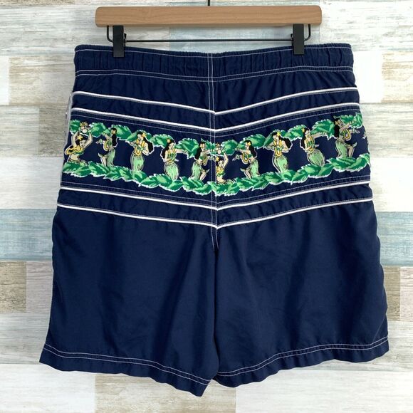 Tommy Hilfiger Hula Dancer Girls Swim Trunks Shorts Blue Hawaii Mens Small - Picture 4 of 7